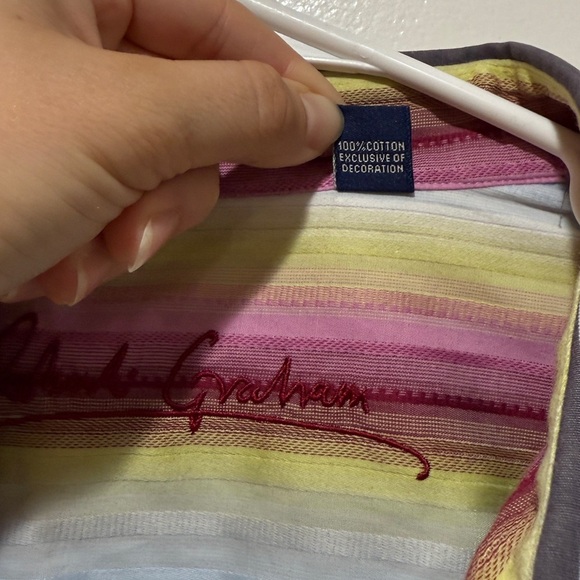 Robert Graham Mens Striped Flip Cuffs Button Up Shirt 2XL Embroidered Multicolor - Picture 10 of 13